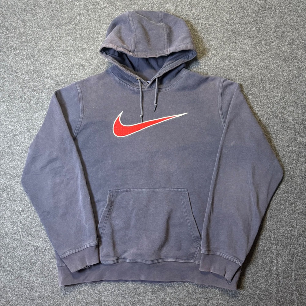 Vintage Nike Hoodie Mens XL Navy Blue center Swoosh Pullover Sweatshirt
